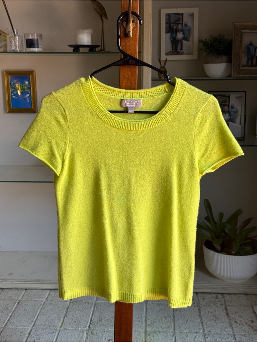 J. Crew cashmere Tee, Neon Yellow Short Sleeve Crewneck Top